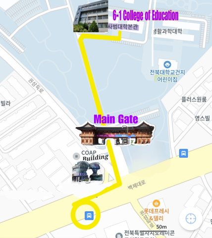 map to Jeonju North Jeolla KOTESOL venue at Jeonbuk National University map to JNJ venue at JBNU