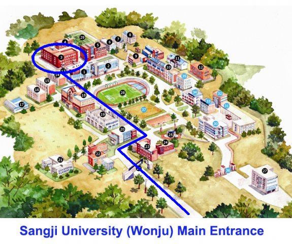 Sangji University Campus Map with Dongak Hall